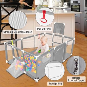 Parque Infantil Multifuncional Inteligente para Bebés, con Tobogán y Columpio, Plegable, con Barrera de Tela, Portátil, con Control Táctil, para el Hogar - Product Image 2