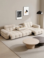 Canapé-lit électrique de luxe en tissu trois places, multifonctionnel, extensible, effet nuage crème, pour salon, avec télécommande