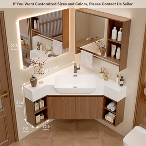 Meuble de salle de bain d'angle avec lavabo 68-108 pouces, meuble de salle de bain moderne à lavabo unique avec miroir et rangement, meuble de salle de bain <span class=keywords><strong>en</strong></span> bois massif - Product Image 6