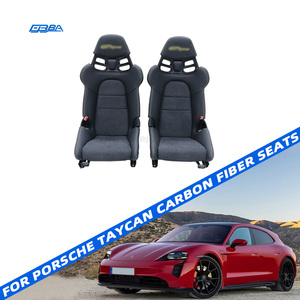 Sièges baquets sport légers noirs sur mesure avec support élevé en fibre de carbone pour Porsche Taycan - Product Image 1