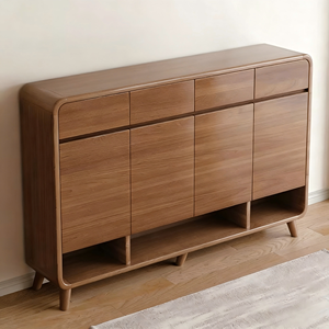 Étagère à chaussures en bois de style moderne sur mesure, épaisseur 15 mm, armoire de rangement multi-niveaux pour entrée, avec 5 étagères, durable - Product Image 6