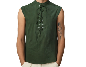 Camisa sin mangas gótica medieval de Steampunk vikingo renacentista pirata para hombre, disfraz bárbaro - Product Image 4