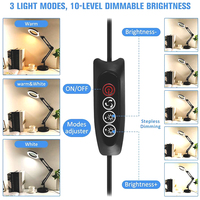 5 Diopter Real Glass Magnifier 3 Color Modes Stepless Dimmable Magnifying Glasses with Big Base Stand