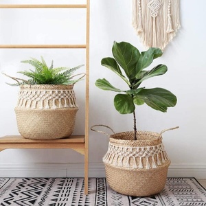 Seagrass Basket Vietnam Wholesale Home Shop Hotel Plant Flower Storage Laundry Picnic Basket Wicker Seagrass Belly Basket