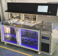 Comptoir de bar à café en acier inoxydable, double porte, sans givre, dégivrage automatique, réfrigérateur de comptoir - Design moderne -5C 5C Électrique