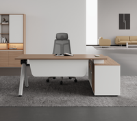 Table de bureau exécutive moderne haut de gamme en bois massif et panneaux de particules, écologique, hauteur réglable, double ventilateur de refroidissement, armoire latérale