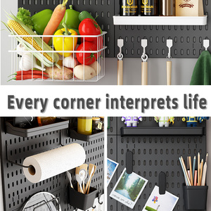 Organisateur mural LUYI <span class=keywords><strong>pour</strong></span> jeux de société, accessoires de rangement à crochets, panneau perforé mural noir, vente en gros - Product Image 2
