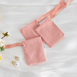 Pink Velvet Jewelry Bag <b>Drawstring</b> Storage Bag For Wedding Candy Gift Small Cloth <b>Pouch</b> Customizable 7x9cm To 15x20cm - Product Image 3