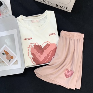 <span class=keywords><strong>Camicia</strong></span> <span class=keywords><strong>da</strong></span> <span class=keywords><strong>notte</strong></span> estiva <span class=keywords><strong>da</strong></span> donna, pantaloncini sottili a <span class=keywords><strong>maniche</strong></span> <span class=keywords><strong>corte</strong></span> con girocollo, dolce e grazioso pigiama estivo Set due pezzi - Product Image 5