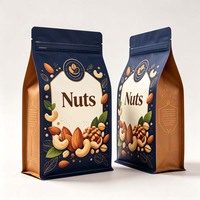 Op maat gemaakte platte bodem pouch met ritssluiting, vochtbestendige verpakking voor gemengde noten, gedroogd fruit en gezonde snacks.