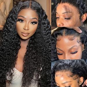 Parrucca anteriore in pizzo a onda profonda 13x6-pizzo a 250% densità, <span class=keywords><strong>capelli</strong></span> umani 100% vergini Pre-pizzicati, stile riccio senza colla da donna - Product Image 2