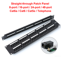 Panel Patch Baja 48 Port CAT6 UTP Terpasang, Rak 1U 19 Inci, Konektor RJ45 Model PPUC6/48 untuk Kabel Jaringan Telekomunikasi Kantor