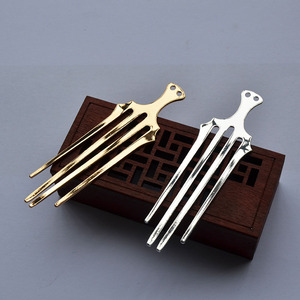 หวีผมทองแดง 27x95 มม. ชุบทองเงิน สไตล์โบราณ อุปกรณ์เสริมฮั่นฝู - Product Image 4