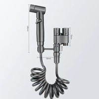 Nouveaux produits explosifs : Ensemble de pistolet de pulvérisation de bidet portable moderne en plastique avec robinet d'angle en acier inoxydable à double trou pour salle de bain murale