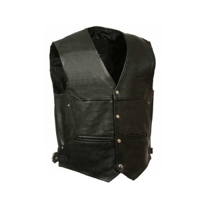Gilet de moto et de course automobile en cuir PU respirant pour homme, sur mesure, avec col en V, simple boutonnage, sans manches - Product Image 1