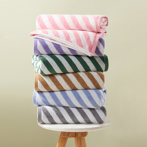 Pure Cotton Striped <b>Bath</b> <b>Towel</b> <b>Set</b> 70x140Cm Thickened Twill Skin Friendly Multi Color Home Use - Product Image 1