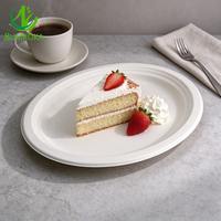 Assiette ovale jetable SUMKOKA de 12,5 pouces en bagasse de canne à sucre, 100 % fibres végétales, compostable, vaisselle écologique
