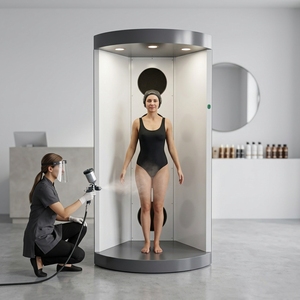 Cabine de bronzage manuelle sans <span class=keywords><strong>UV</strong></span> à haute efficacité, facile à utiliser pour les salons de beauté commerciaux - Product Image 1