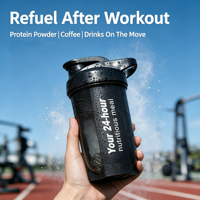 Bouteille de sport portable en PP de 500 ml, mélangeur de protéines, anti-fuite, logo personnalisé, livraison directe d'usine
