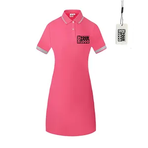 High Quality 70% Cotton 30% Polyester Fashion Summer Women's Polo Dress Custom Designed Logo Short Sleeve Blank Cloth