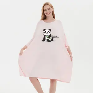 Mulheres Bambu Confortável Suave Tecido Oversize T Shirt Camisolas sono tee