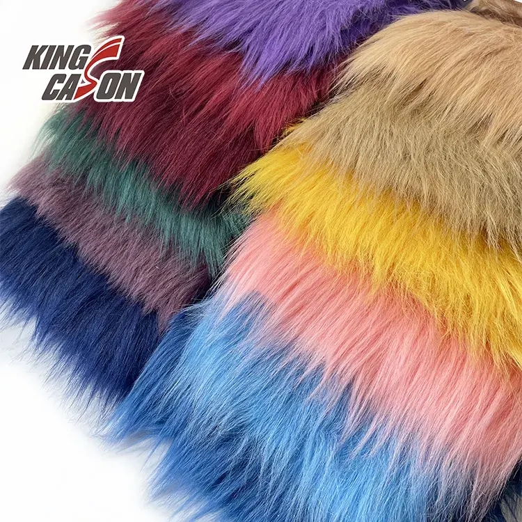 Kingcason Schuss gestrickt Long Pile Polyester Super Soft Lion Plüsch Fake Kunst pelz Stoff für Teppich und Decke