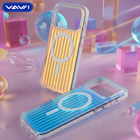 VAWI B181 Étui de téléphone magnétique en métal ondulé avec peinture en métal ondulé résistant aux chocs pour 13 14 15 16 17 Pro Max Coque de téléphone colorée