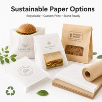 Sacs en papier doublés de cire recyclables avec logo personnalisé, graisse de qualité alimentaire blanche, résistant aux sandwichs, modèle uni avec héliogravure