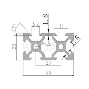 V-slot 2040 hitam Anodized aluminium profil standar EU ekstrusi 100-800mm Linear Rail untuk <span class=keywords><strong>CNC</strong></span> 3D Printer pertukangan - Product Image 2