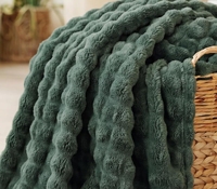 Luxuriöse Weiche Gemütliche Fleece-Bubble-Decke für Couch GentleSoft Grüne Wurfdecke für Sofa Schlafzimmer Deko Dunkelgrün