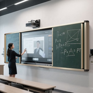 Quadro Verde Deslizante Multimídia, Quadro Negro Retrátil para Ensino Escolar, Escritório e Casa - Product Image 1