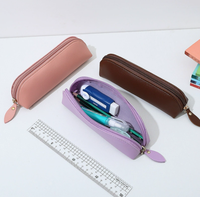 Étui à crayons en cuir PU imprimé UV, organisateur de bureau tendance, pochette à stylos rétro, porte-stylos à fermeture éclair, 17x4.5x6cm, pour bureau, étudiant, école