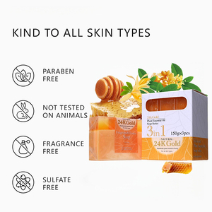 OEM 24K Gold Herbal Plant Essential Oil Soap Osmanthus & Honey Moisturizer Nourishing Bar For All Skin Types Pack of 3 soap - Product Image 4