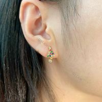 Pendientes de Plata de Ley S925 con Diamantes y Baño de Oro de 18k, Diseño de Árbol de Navidad, para Mujer, Marca Dylam
