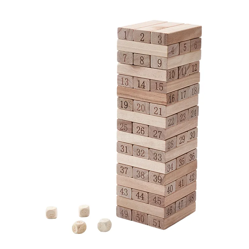 Gioco all'aperto al coperto torre di legno gioco 54 pz tumbling tower per la vendita