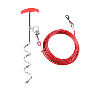 Kit de Correa y Poste de Acero para Perros, Resistente a Mordeduras, Correa de Cable de Acero Antitirones con Ganchos Dobles Resistentes, Set de Entrenamiento para Pasear Perros - Product Image 2