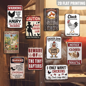 Panneau métallique plat Crazy Chicken Lady, impression 2D, décoration murale d'avertissement avec motifs de ferme (poulet, poules, coq) pour poulailler, cour et ferme - Product Image 4
