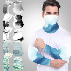 Summer Outdoor Ice Silk Arm Sleeves With Ink Painting Print Anti Uv Breathable Quick Dry For Cycling Sports Sun Protection - Product Image 1