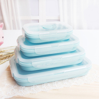 Boîte à lunch pliable et réutilisable écologique, boîte de rangement pour aliments bento en silicone, boîte de rangement pour aliments à pizza, lot de 4