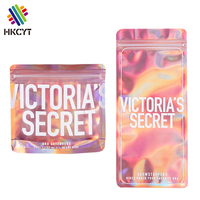 Sacs holographiques personnalisés en mylar, 100 pièces, en plastique, à fermeture éclair, pour emballage de maquillage, transparents holographiques