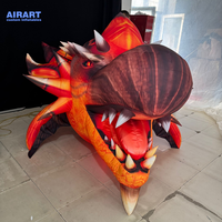 Ballon gonflable personnalisé en forme de tête de dragon rouge avec lumière LED pour affichage commercial