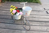 Ensemble de décoration de jardin de maison élégante vintage plateau enduit de poudre petit tricycle à vélo pots de fleurs suspendus jardinières de fleurs
