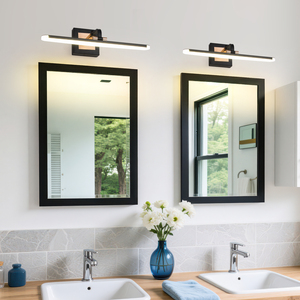 Applique murale moderne en aluminium noir LED 3500K blanc chaud pour salle de bain, avec interrupteur et variateur d'intensité, fixation murale - Product Image 4