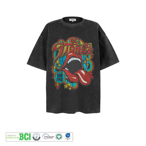 เสื้อยืดสตรีทแวร์ฮิปฮอปทรงบ็อกซี่ผ้าฝ้าย 100% คุณภาพสูงแบบสั่งทำพิเศษสำหรับผู้ชาย สไตล์วินเทจลำลองทรงหลวม เป็นมิตรกับสิ่งแวดล้อม ระบายอากาศได้ดี - Product Image 3