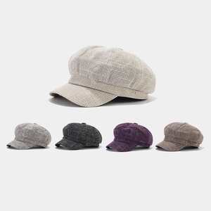 <span class=keywords><strong>Casquette</strong></span> de Journaliste à Carreaux Style Rétro Britannique Printemps-<span class=keywords><strong>Été</strong></span> pour <span class=keywords><strong>Femme</strong></span>, Chapeau Béret Tendance Style Japonais Artiste Peintre - Product Image 2