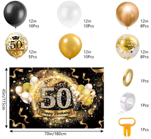 Ballons à confettis en latex métallisé pour fête d'<span class=keywords><strong>anniversaire</strong></span> 30e 50e <span class=keywords><strong>anniversaire</strong></span>, kit de guirlande, <span class=keywords><strong>affiche</strong></span> suspendue <span class=keywords><strong>joyeux</strong></span> <span class=keywords><strong>anniversaire</strong></span> - Product Image 6