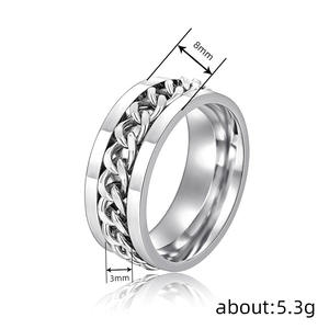 DJ069 Bagues en acier inoxydable pour hommes, plaquées or 18 carats, bijoux tendance, cadeau pour lui - Product Image 5