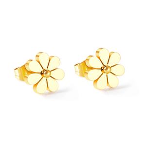 Nuevos Aretes de Moda Minimalistas al por Mayor, Chapados en Oro de 18K PVD, de Acero Inoxidable, con Diseño de Pétalos de Flor para Chicas - Product Image 1