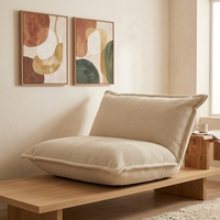 Fauteuil pouf triangulaire pour une personne avec tissu rayé doux et tissé, base en Oxford durable, design confortable pour se détendre