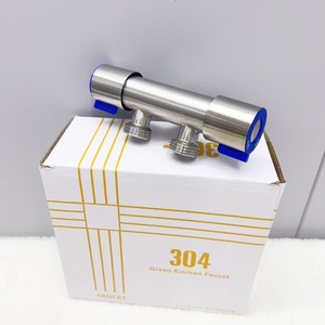 Válvula angular de acero inoxidable 304 con rosca hembra de 1/2 pulgada y doble salida para uso en inodoros y cocinas - Product Image 2